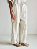 Beige linnen broek met zakken