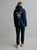 Donkerblauwe hoodie print navy white