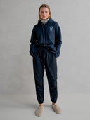 Donkerblauwe hoodie print navy white