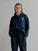 Donkerblauwe hoodie print navy white