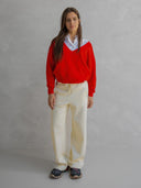 Rode trui met v-hals jumper tomato