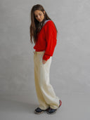 Rode trui met v-hals jumper tomato