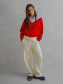 Rode trui met v-hals jumper tomato