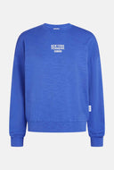 Blauwe sweater met logo detail