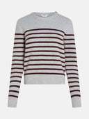 Grijze trui met bordeaux strepen