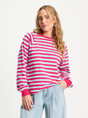 Longsleeve striped bright rose blue