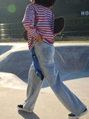 Longsleeve striped bright rose blue