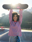 Longsleeve striped bright rose blue