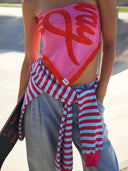 Longsleeve striped bright rose blue