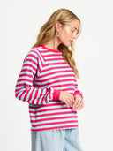 Longsleeve striped bright rose blue