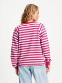 Longsleeve striped bright rose blue