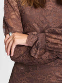 Bruine kanten maxi-jurk