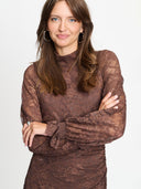 Bruine kanten maxi-jurk