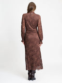 Bruine kanten maxi-jurk