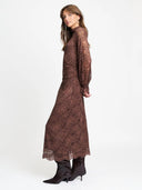 Bruine kanten maxi-jurk