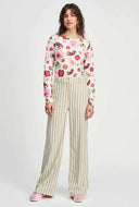 Crèmekleurige gestreepte pantalon