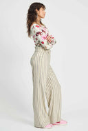 Crèmekleurige gestreepte pantalon