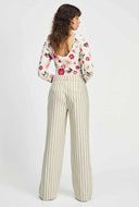 Crèmekleurige gestreepte pantalon