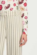 Crèmekleurige gestreepte pantalon