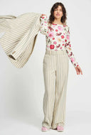 Crèmekleurige gestreepte pantalon