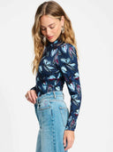 Donker blauwe turtleneck met print