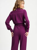 Donker paarse jumpsuit plum