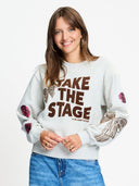 Grijze sweater met tekst