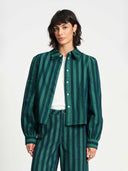 Gestreepte blouse met strik denim striped