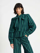 Gestreepte blouse met strik denim striped