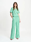 Groene wide leg broek palm green