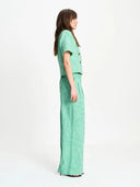 Groene wide leg broek palm green