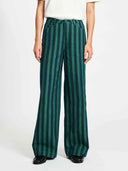 Groene wide leg jeans denim striped