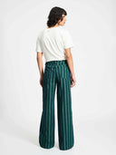 Groene wide leg jeans denim striped