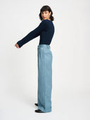 Licht blauwe bouclé broek