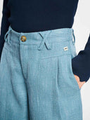 Licht blauwe bouclé broek