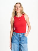 Rode tanktop rib bloom red