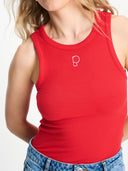 Rode tanktop rib bloom red