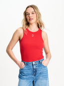Rode tanktop rib bloom red