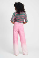 Roze wide-leg jeans met overloop