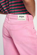 Roze wide-leg jeans met overloop