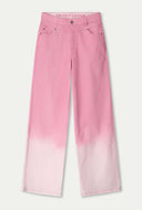 Roze wide-leg jeans met overloop