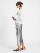Zilveren midi rok sequins silver