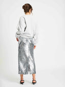 Zilveren midi rok sequins silver