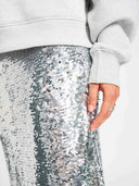 Zilveren midi rok sequins silver