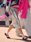 Zilveren midi rok sequins silver