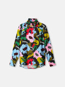 Zwarte blouse met bloemen autumn garden