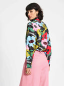 Zwarte blouse met bloemen autumn garden
