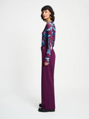 Donker paarse wide-leg pantalon