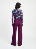 Donker paarse wide-leg pantalon