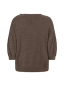 Donkerbruine fluffy trui varri